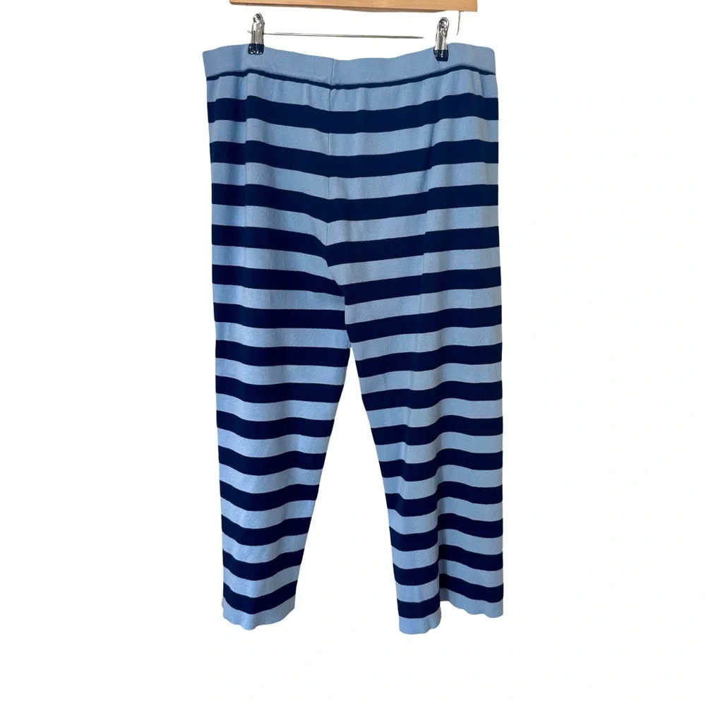BOHME Joey Striped Wide Leg Pants in Navy Size XL Worn Once - Picture 6 of 9